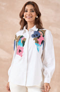 White Shirt with Multicolour Sequin Applique