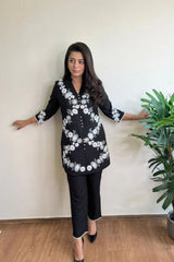 Black and White Embroidered Co-ord Set