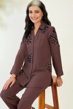 Black and Brown Embellished Co-ord Set