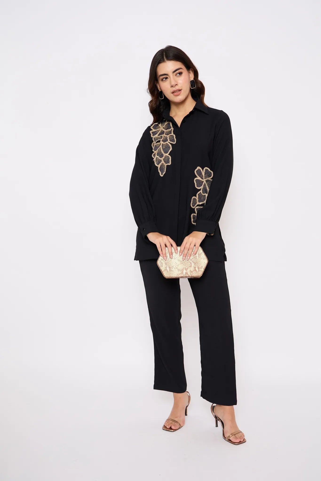 Black Embroided Co-ord Set