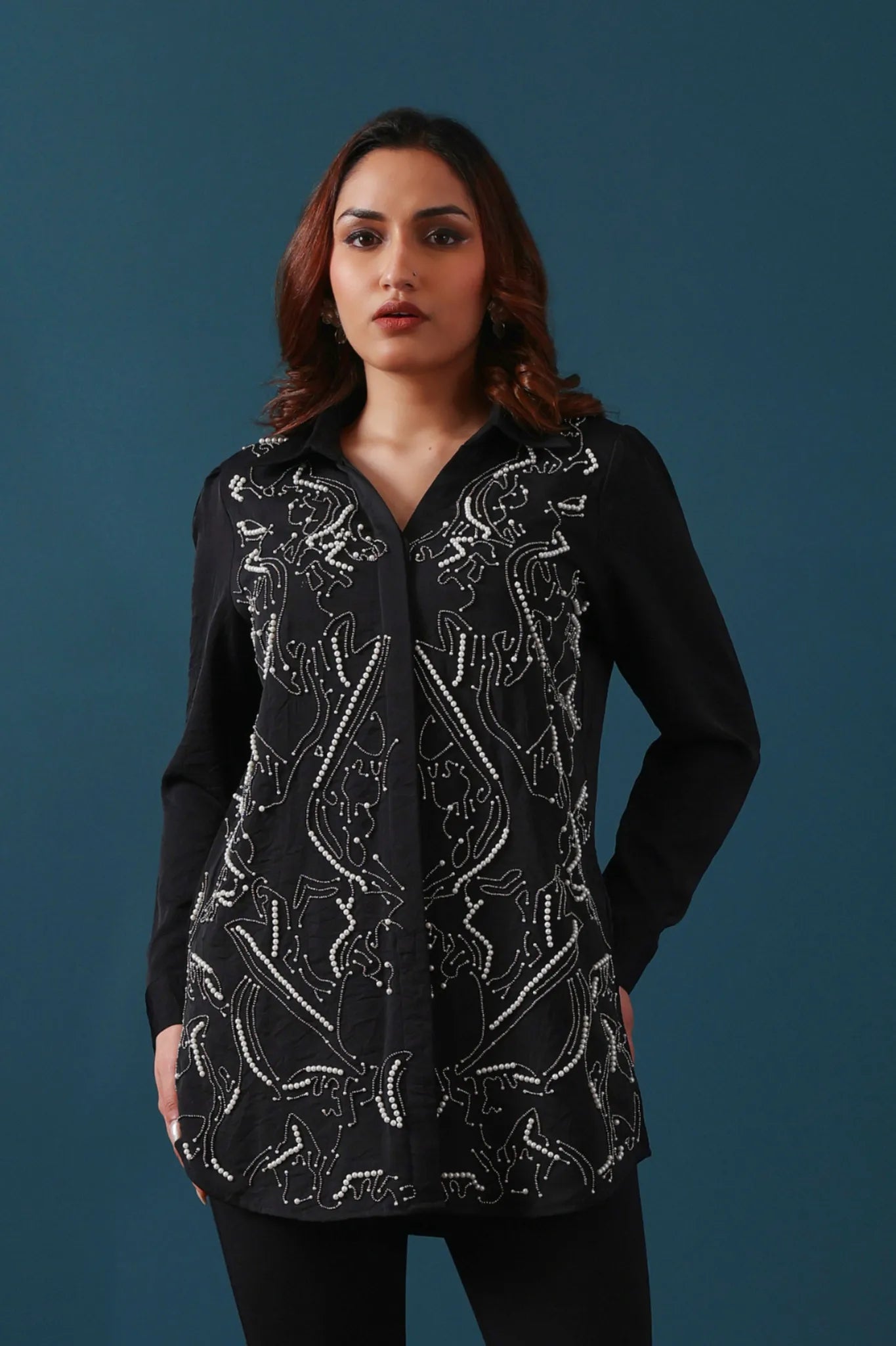 Black & Pearl Embellished Shirt