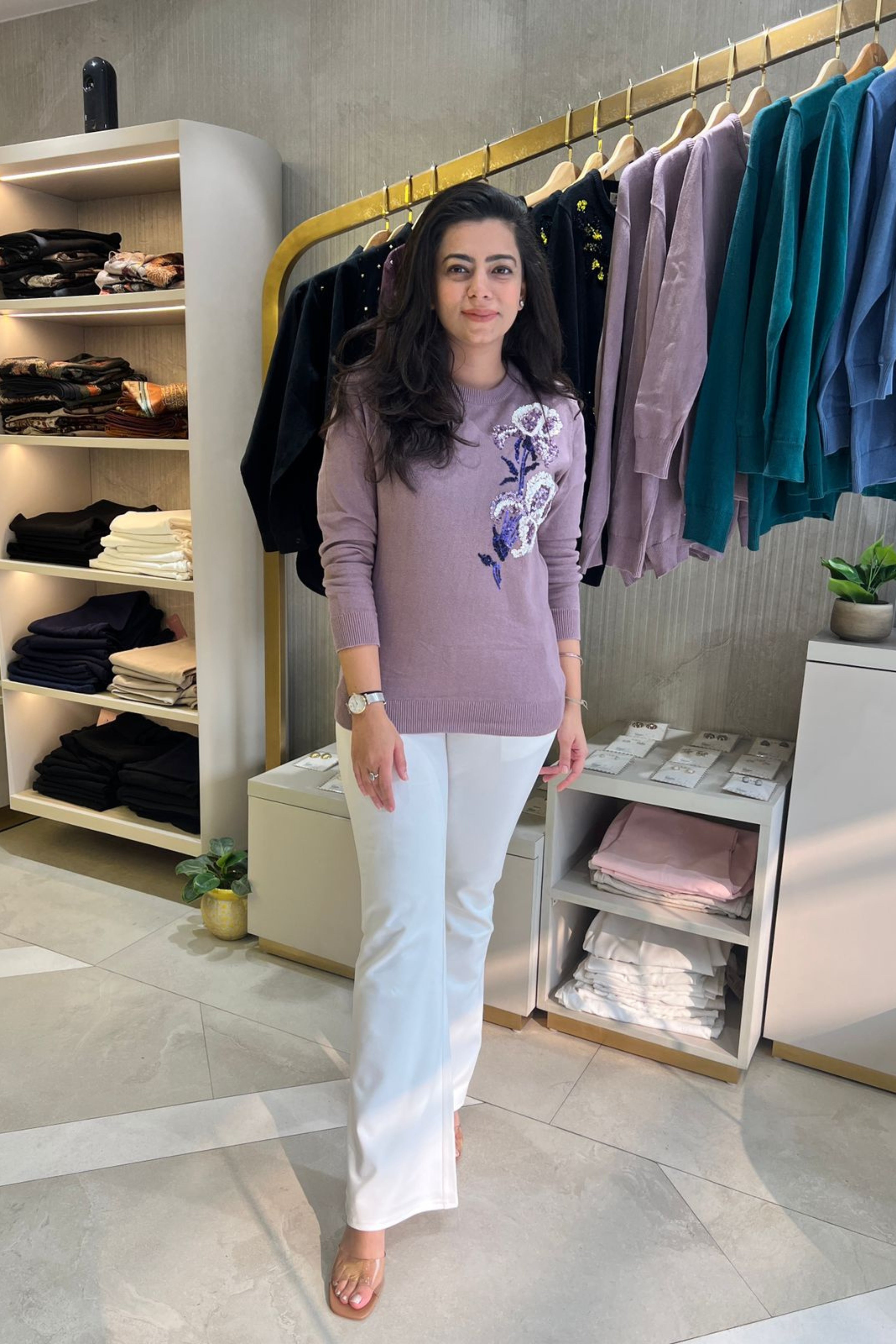 Lilac Embellished Sweater