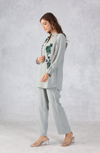 Elegant Sage Grey Embellished Co-Ord Set for Women