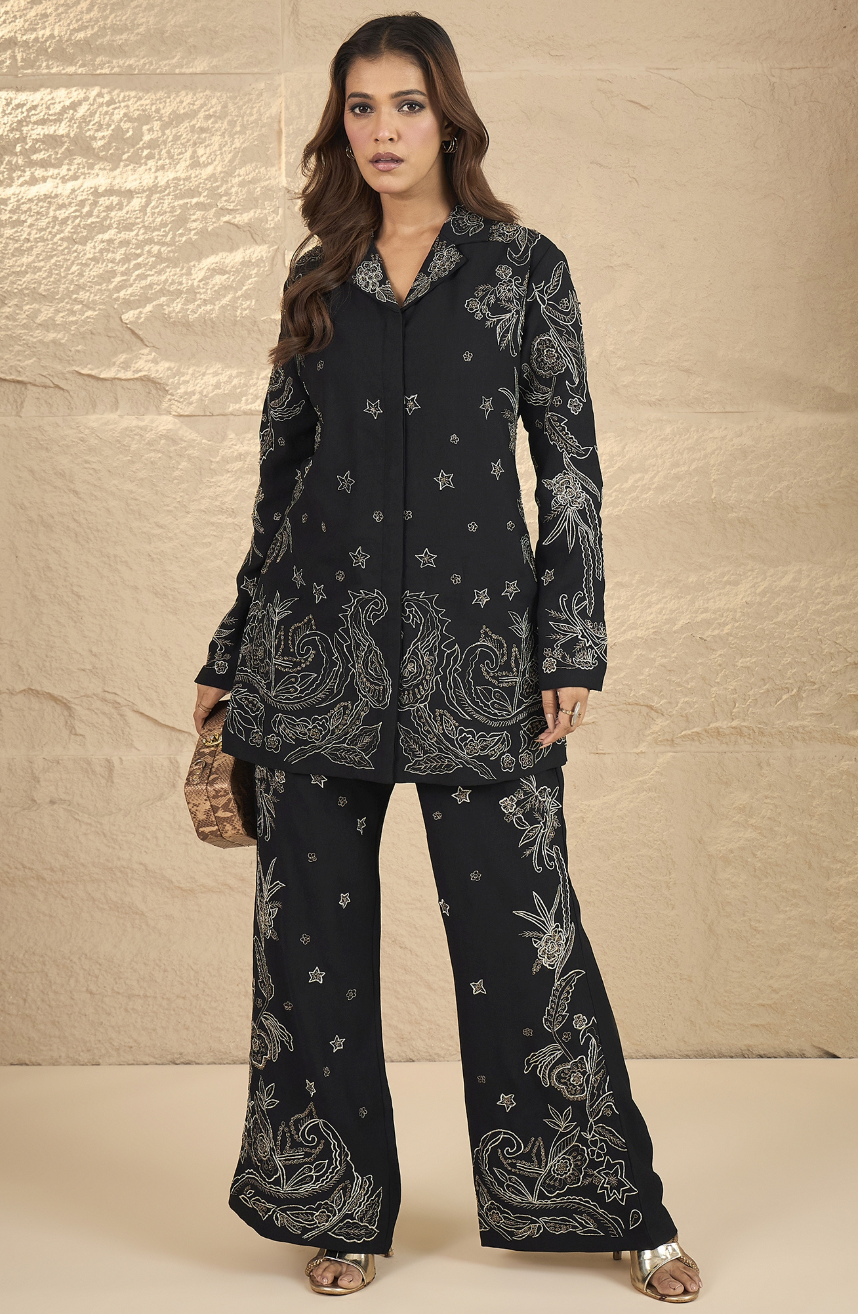 Black Embroidered Co-ord Set