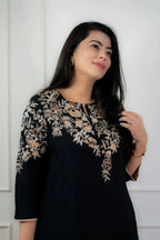 Black Embroidered Cotton Co-ord Set