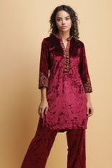 Embroidered Velvet Kurta set