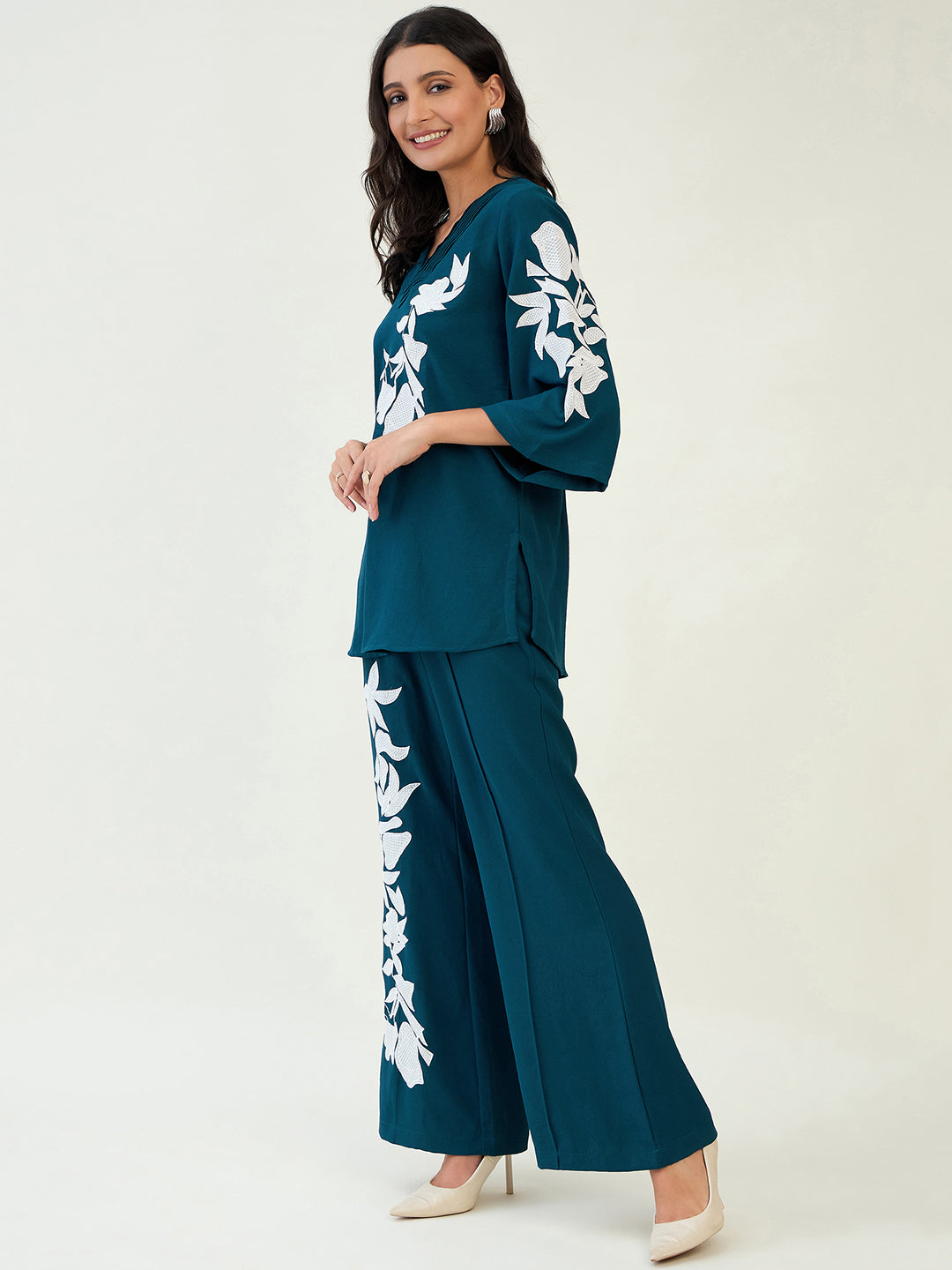 Teal Patch Embroidery Co-ord Set