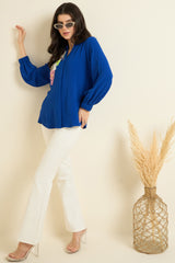 Royal Blue Embellished Shirt