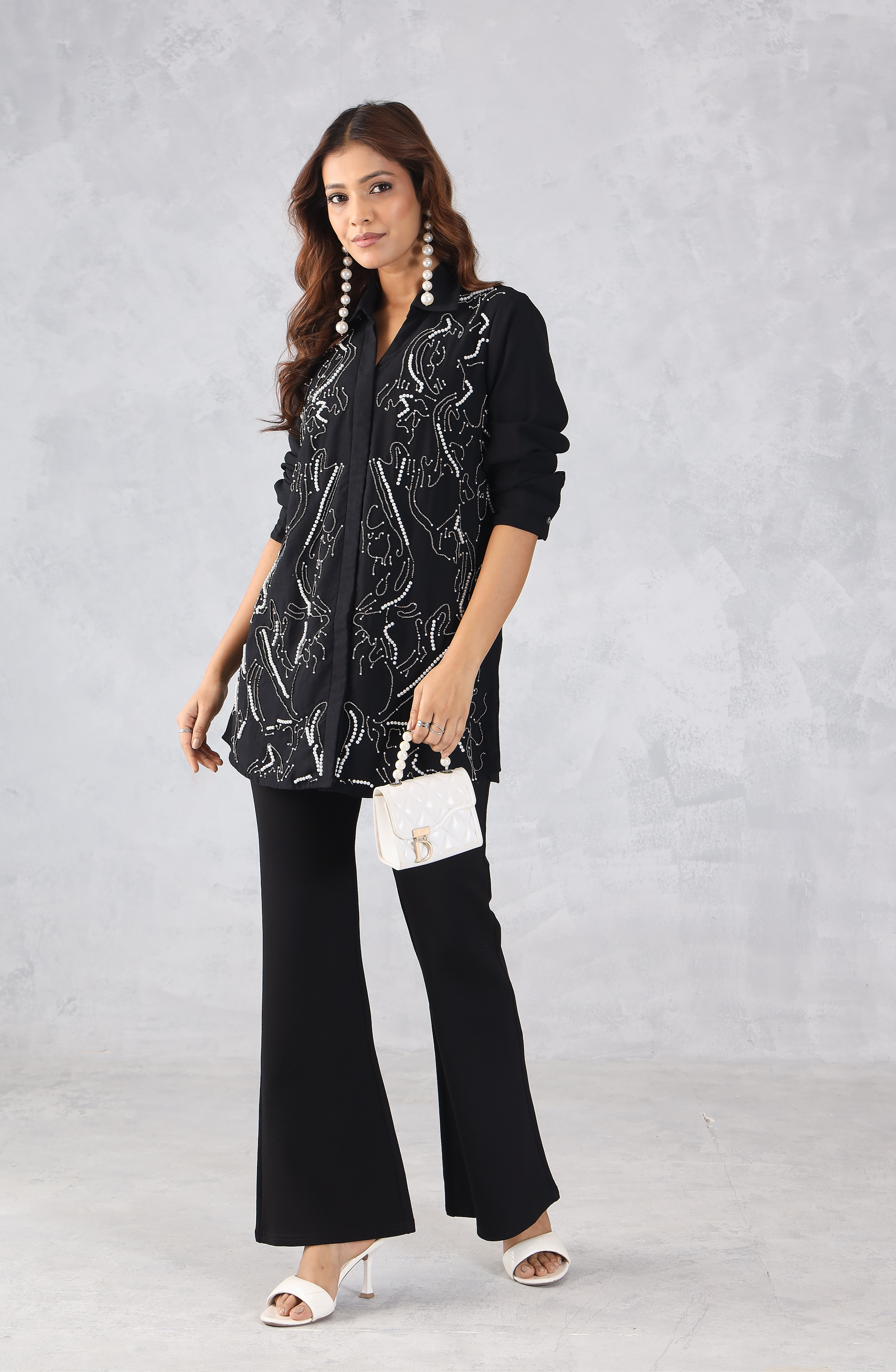 Black & Pearl Embellished Shirt