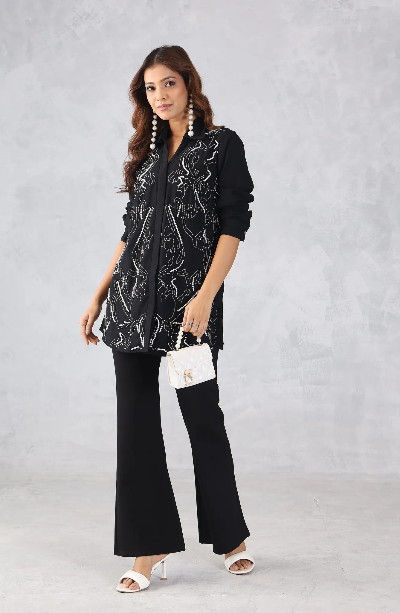 Black & Pearl Embellished Shirt