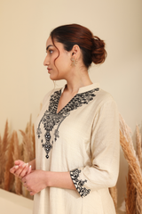Off White Embroidered kurta set