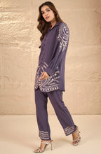Purple Beige Aari Embroidery Co-Ord Set