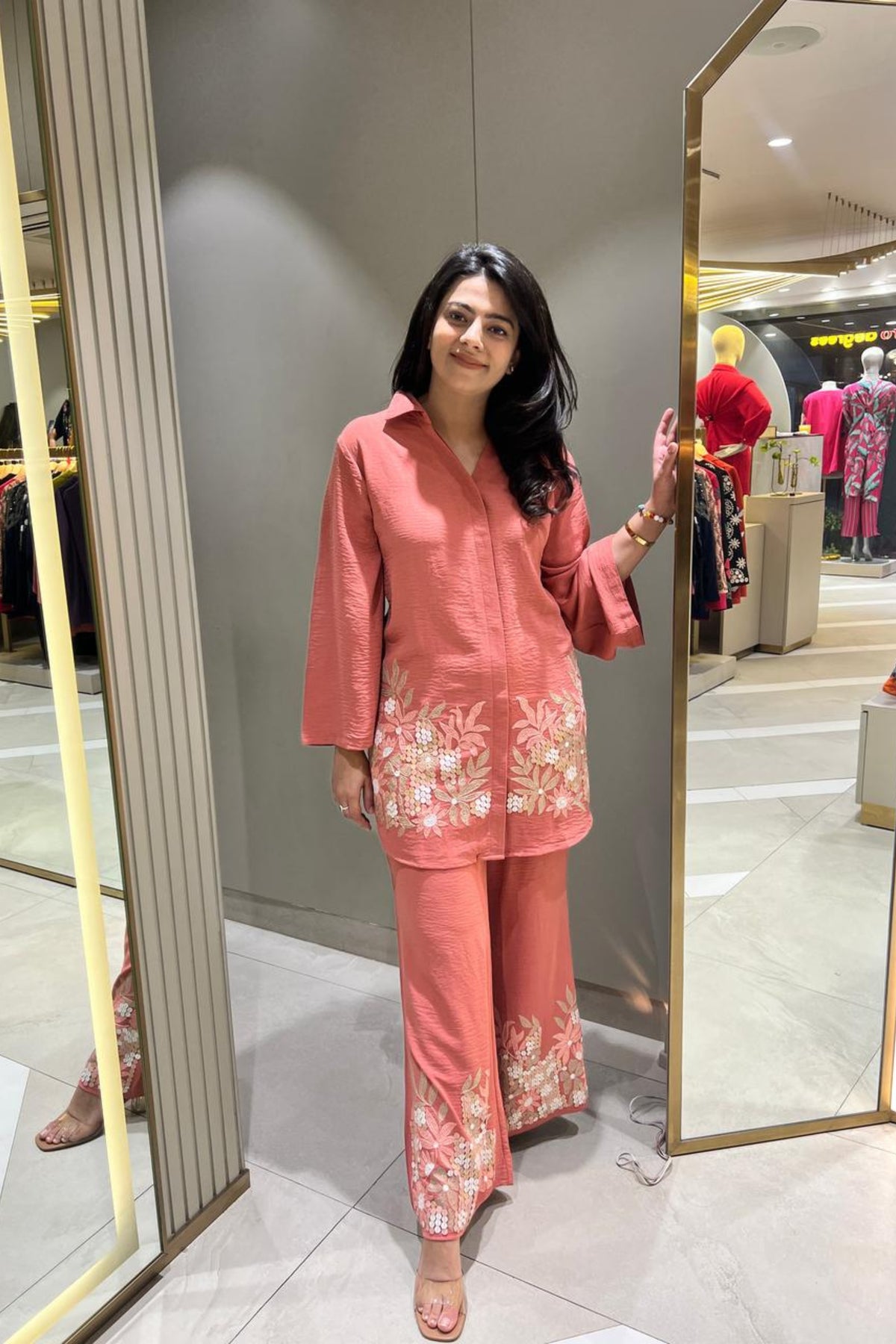 Peach Blush Embellished Co-Ord Set