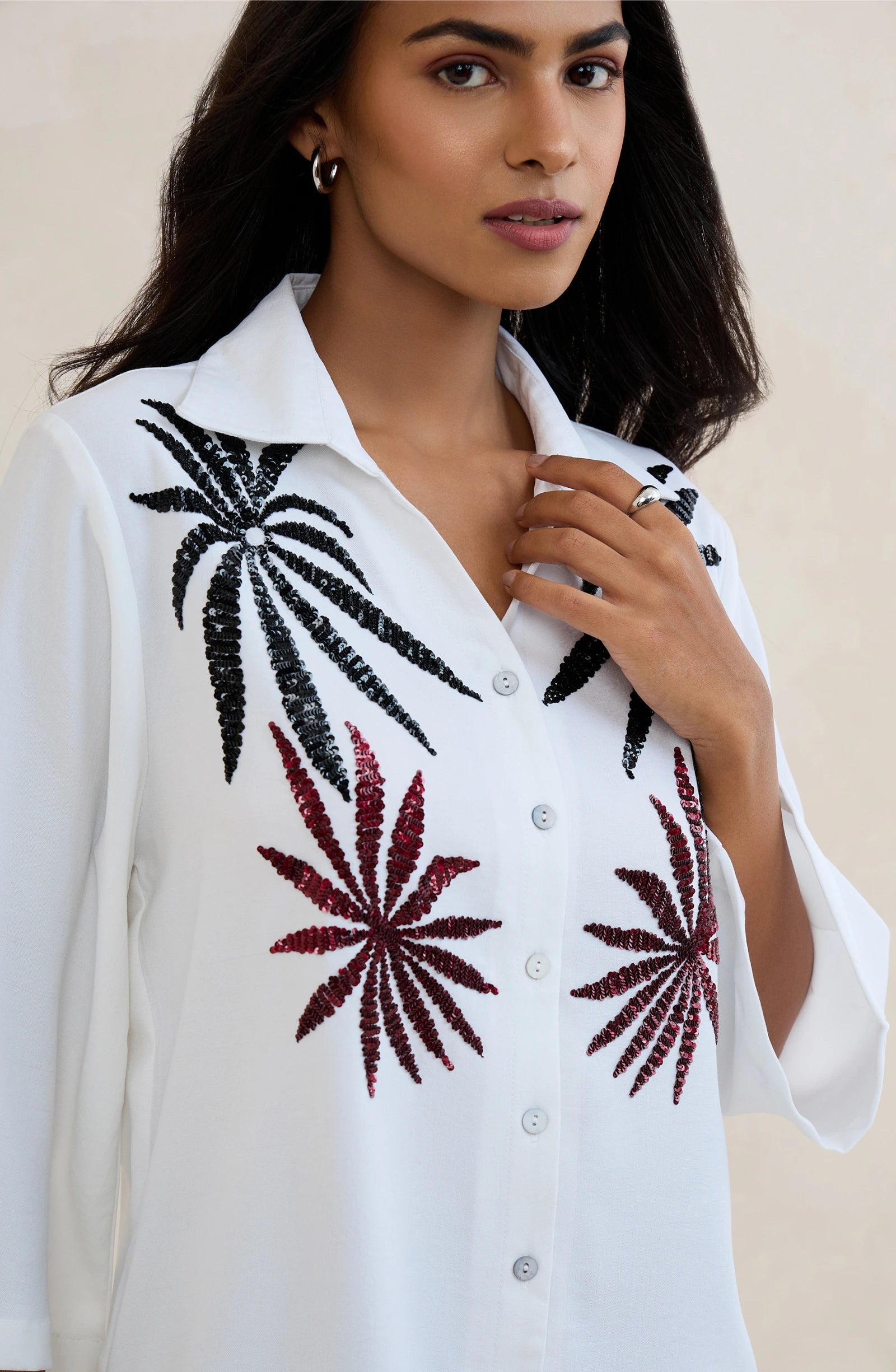 White Crystal Sequin Shirt