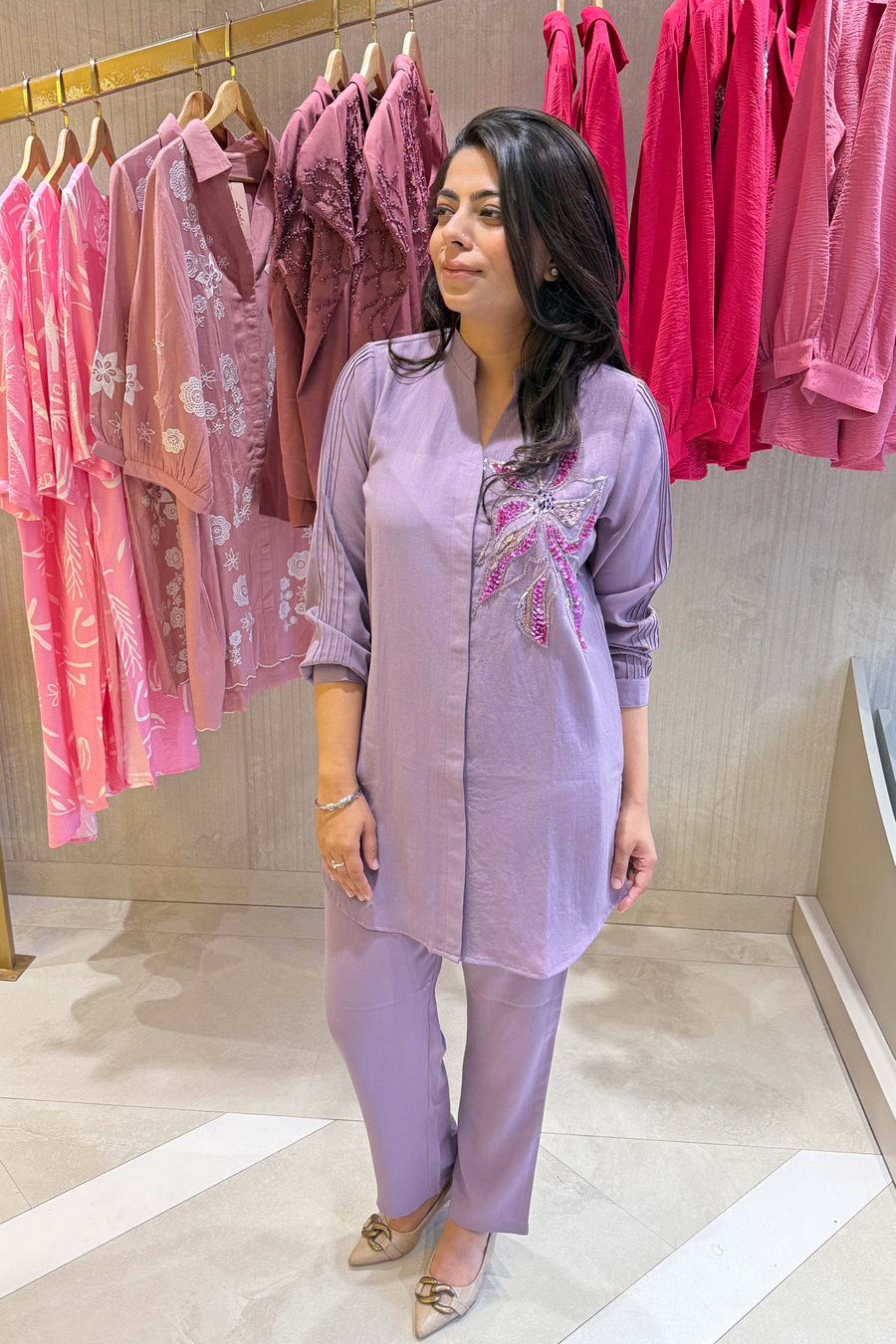 Lilac Embellished Cord Set