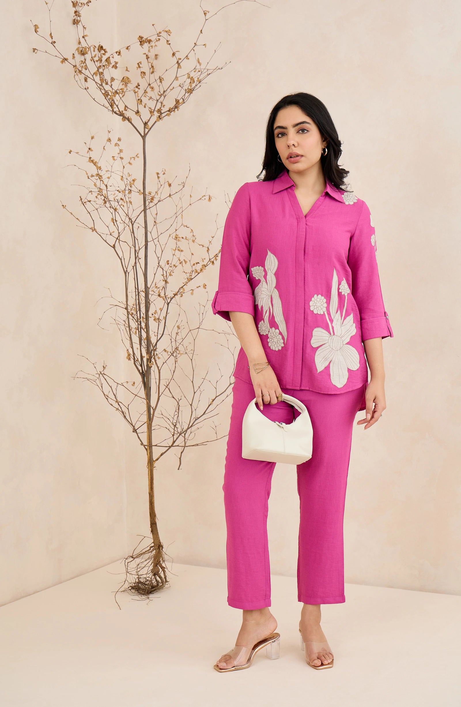 Rosetta Pink Floral Embroidered Co-Ord Set