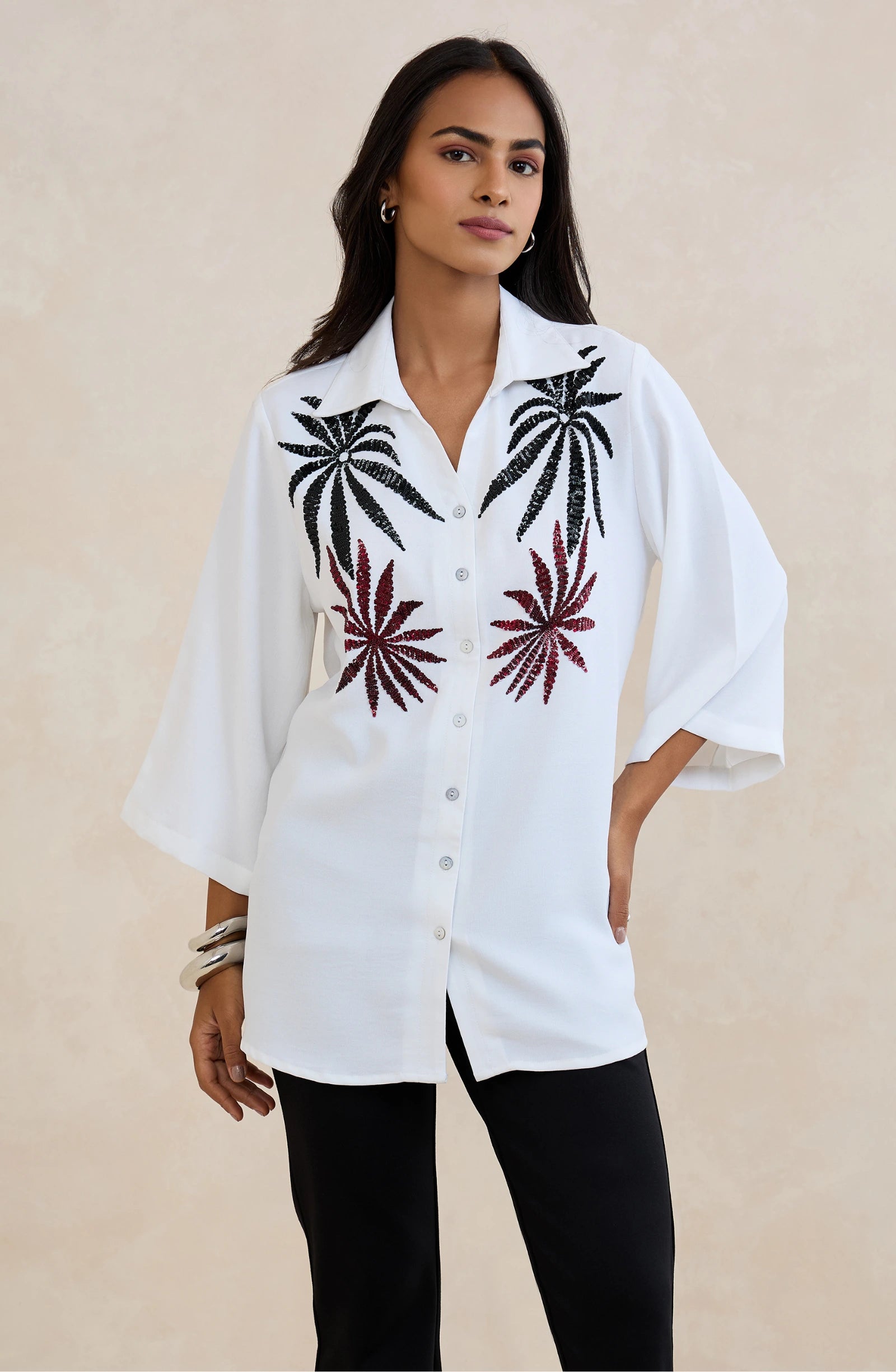 White Crystal Sequin Shirt