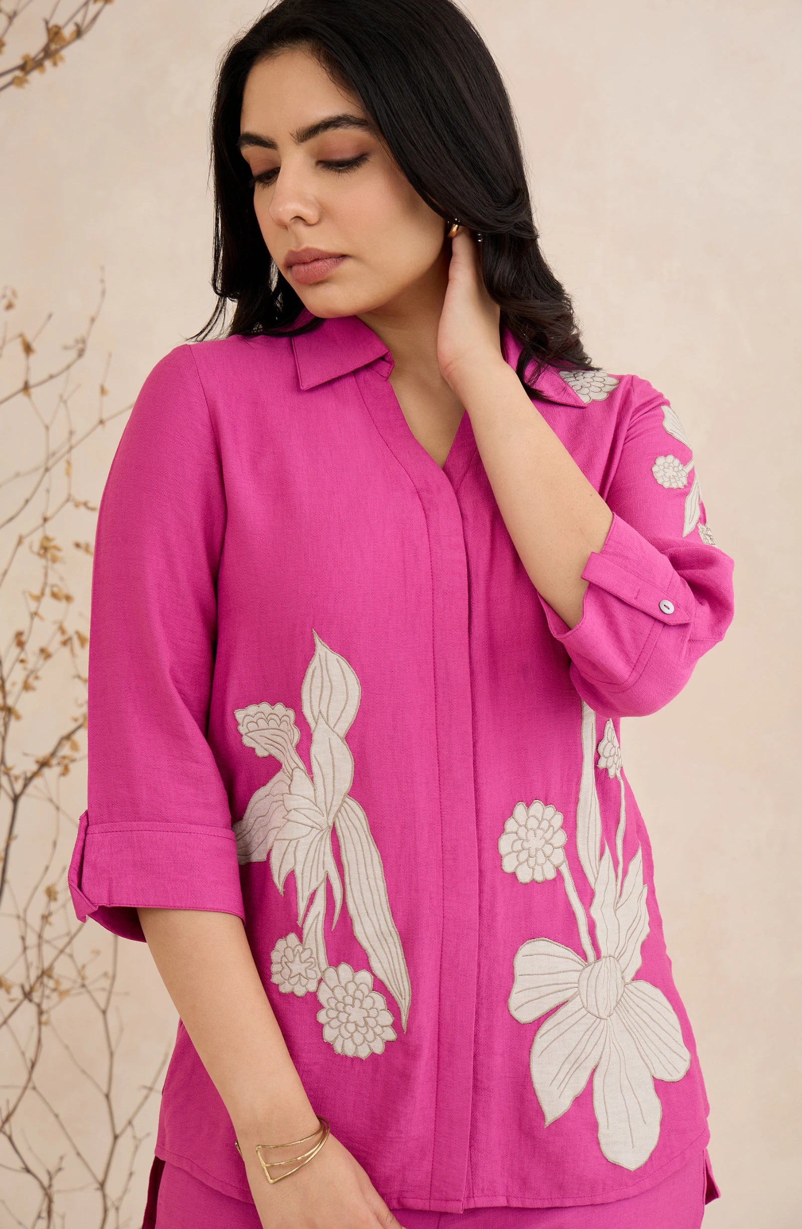 Rosetta Pink Floral Embroidered Co-Ord Set