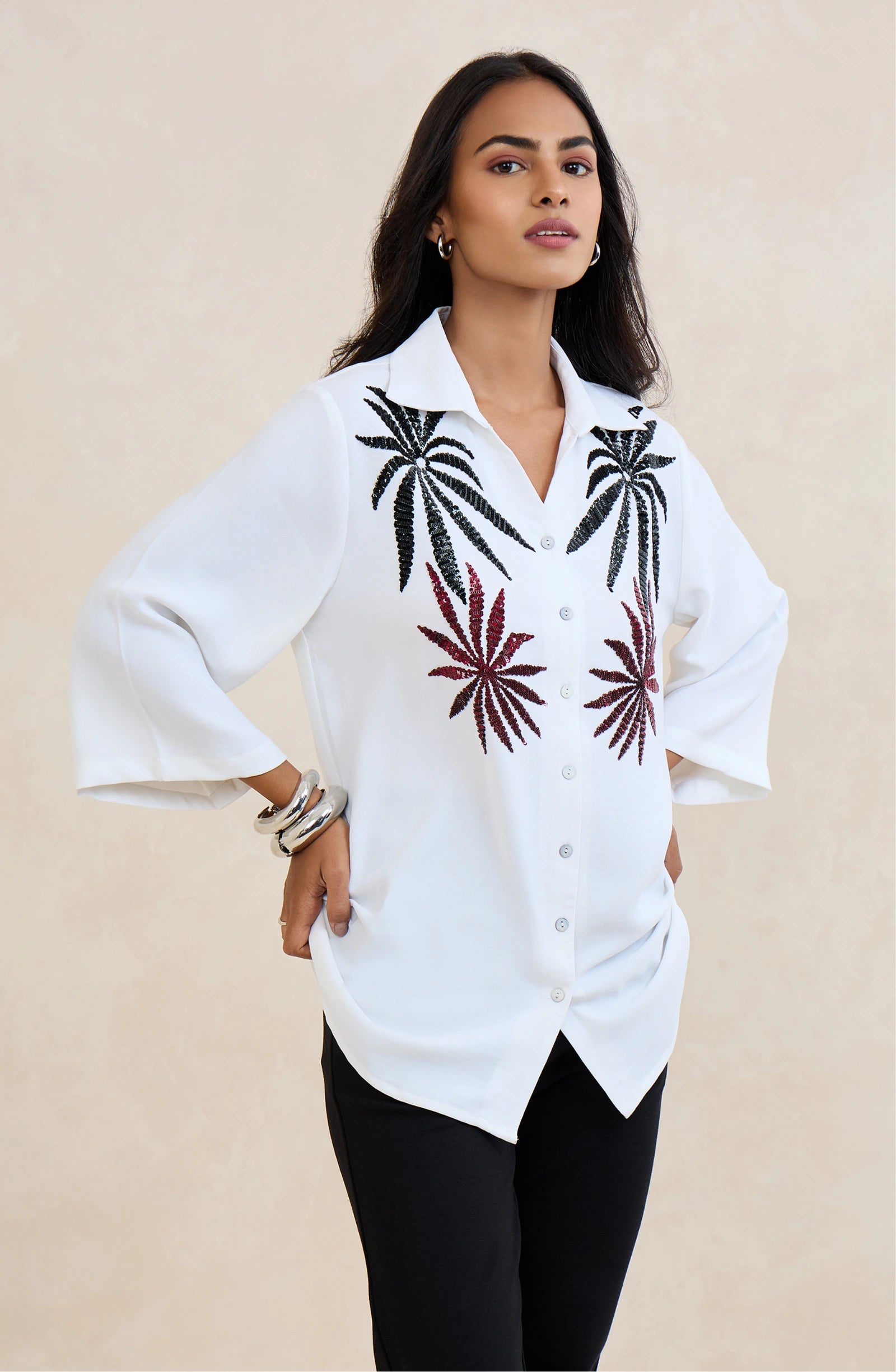 White Crystal Sequin Shirt