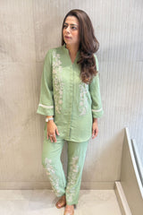 Green Floral Embellished Co-Ord Set