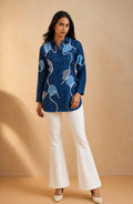 Blue Cotton Denim Patchwork Shirt