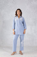 Light Blue Denim Embroidered Co-Ord Set