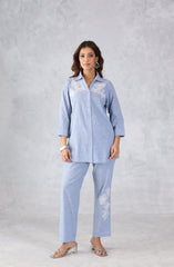 Light Blue Denim Embroidered Co-Ord Set