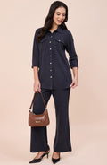 Charcoal Grey Winter Co-ord Set with Snap Button Detailing