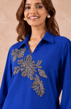 Royal Blue Silver Embellished Shirt