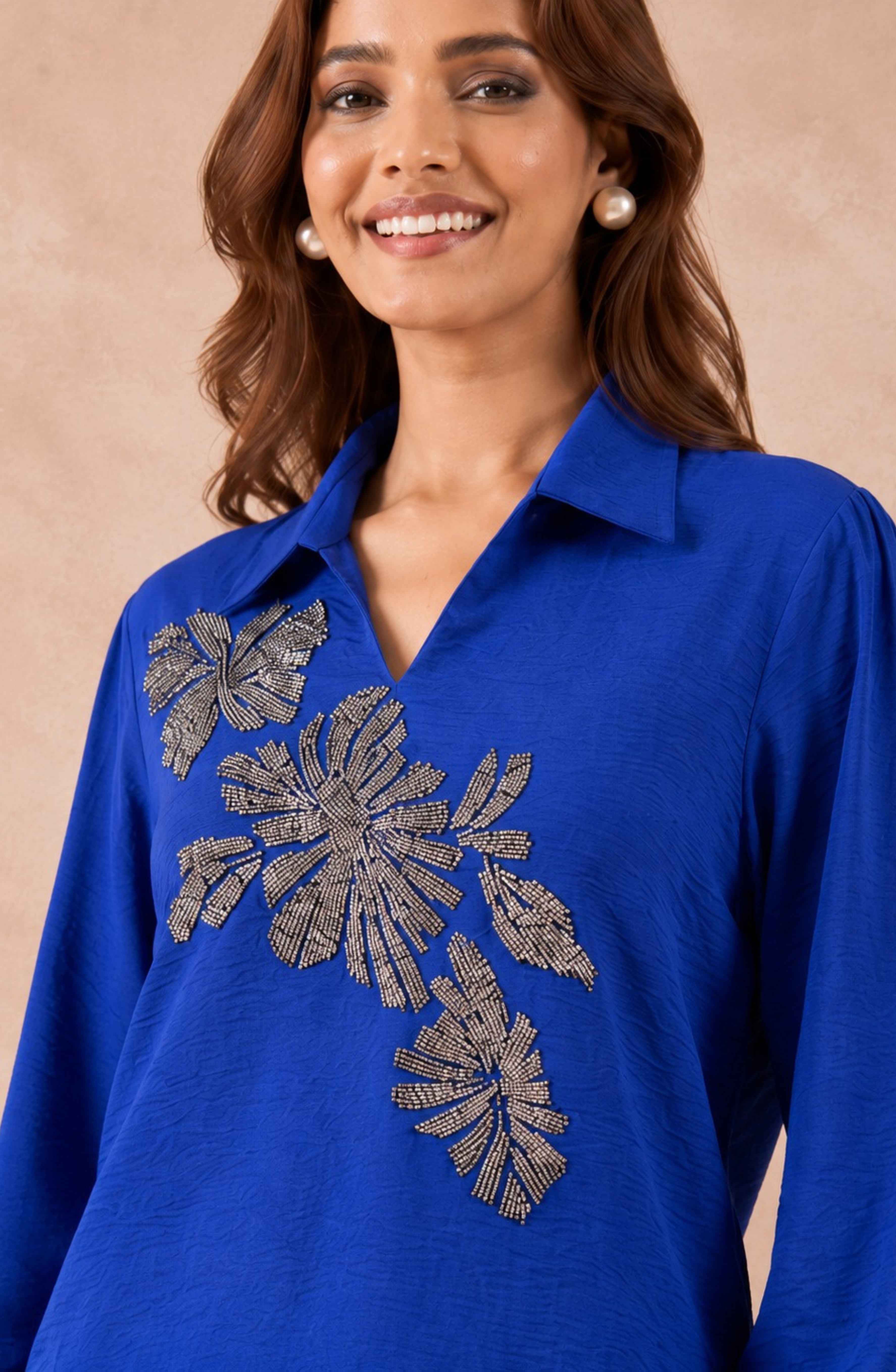 Royal Blue Silver Embellished Shirt