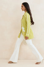 Lime Bloom Embroidered Shirt