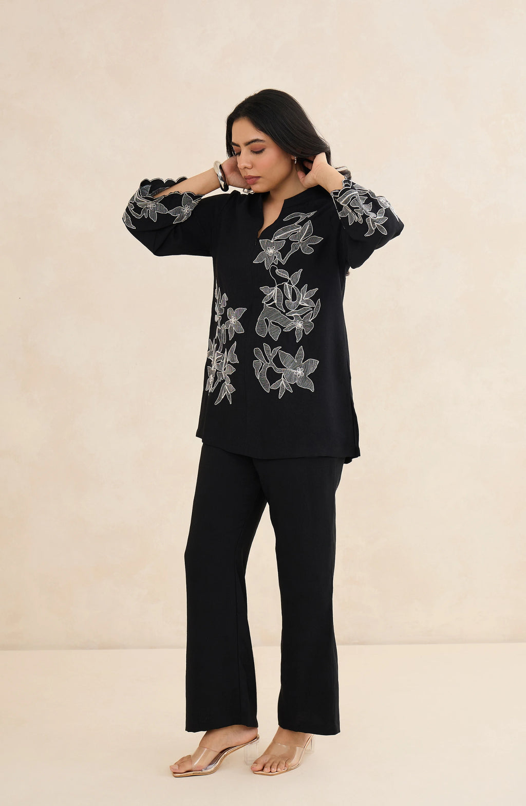 Noir Flora Embroidered Co-Ord Set