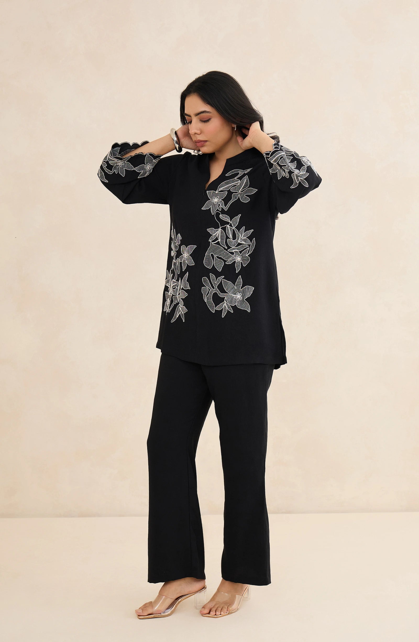 Noir Flora Embroidered Co-Ord Set