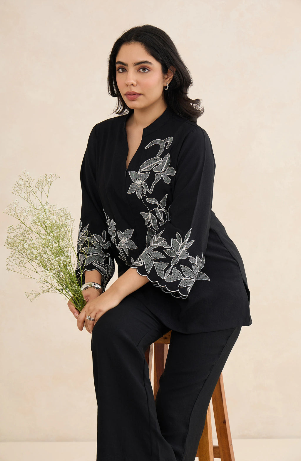 Noir Flora Embroidered Co-Ord Set