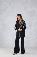 Black Floral Embellished Zip Style Shirt