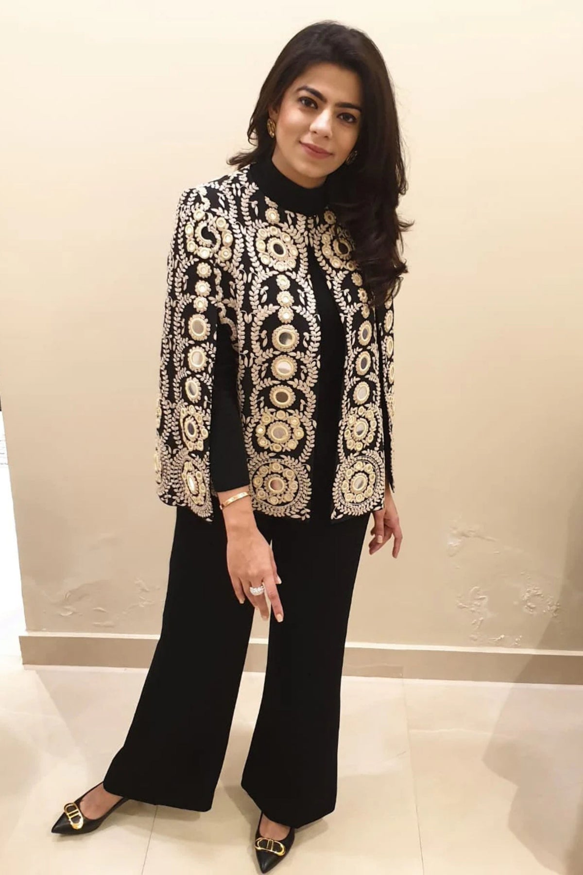 Timeless Black Embroidered Cape