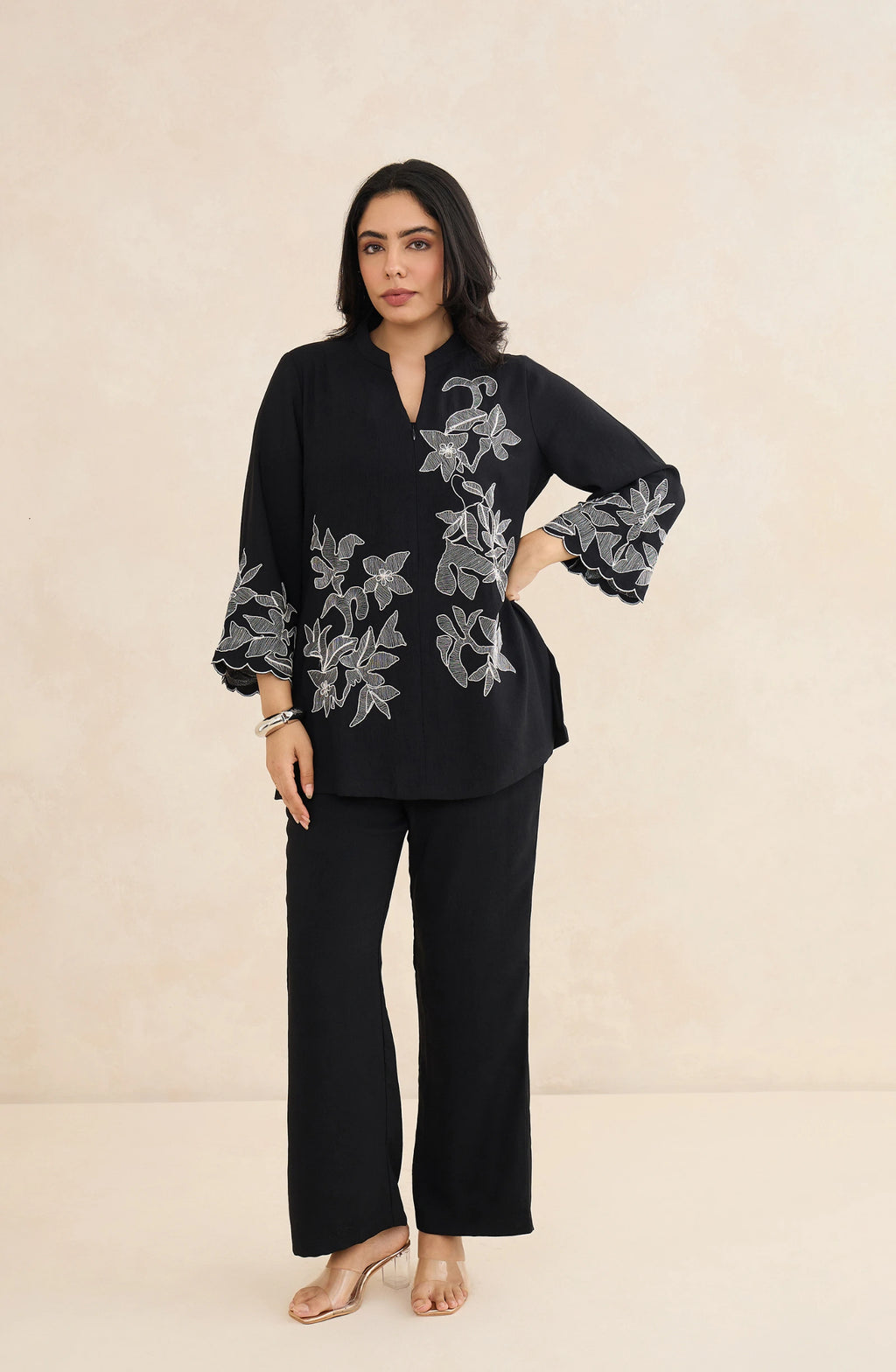 Noir Flora Embroidered Co-Ord Set