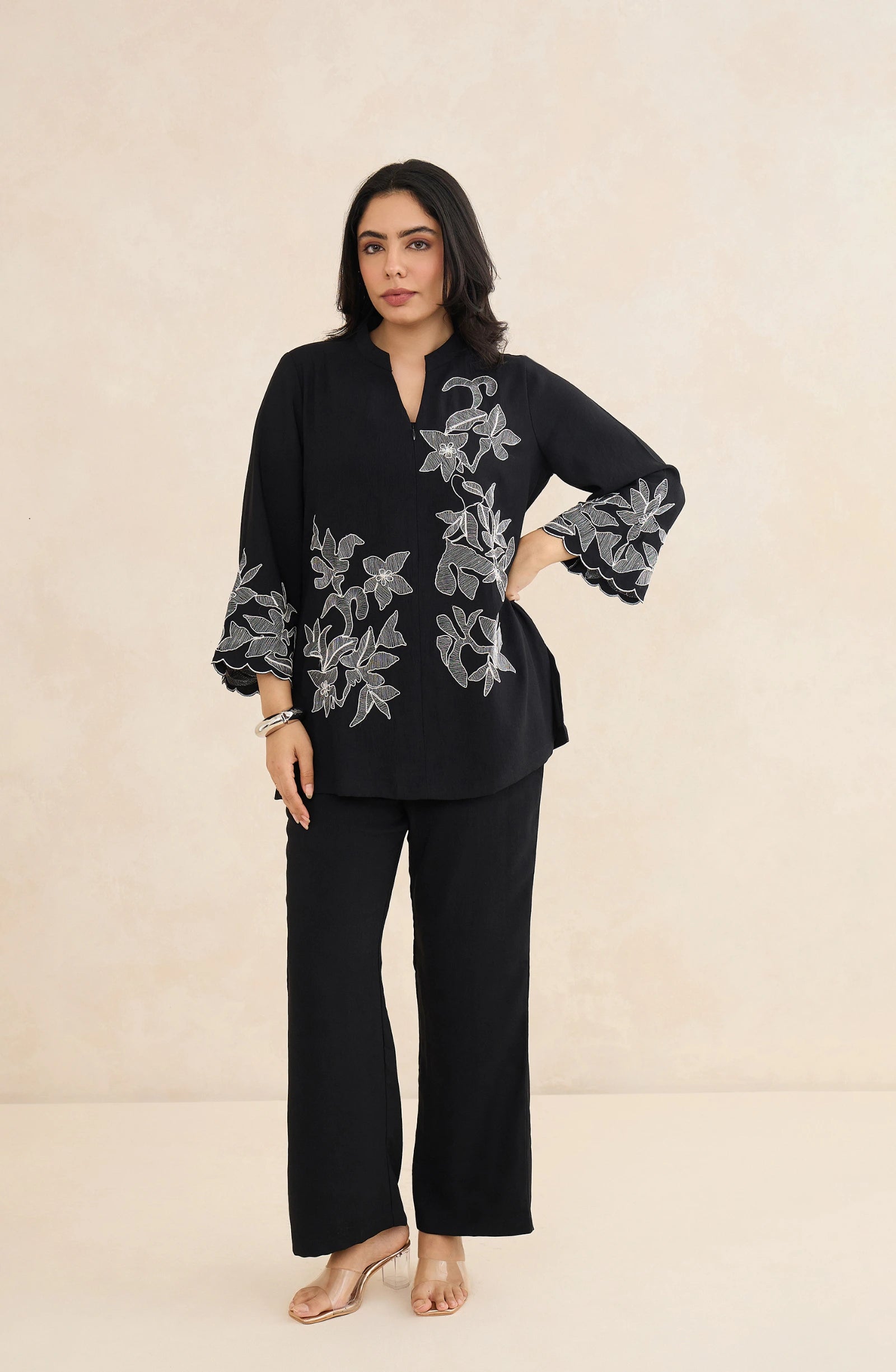 Noir Flora Embroidered Co-Ord Set