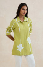 Lime Bloom Embroidered Shirt