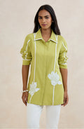 Lime Bloom Embroidered Shirt