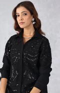 Black Abstract Embellished Shirt