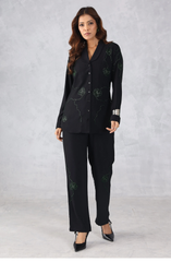 Classic Black & Green Embellished Co-Ord Set