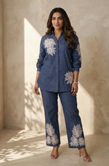 Cotton Denim Floral Co-Ord Set