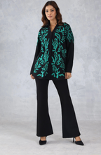 Black & Green Abstract Embroidered Shirt