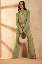 Moss Green Floral Embroidered Co-Ord Set