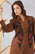 Elegant Brown Sequin Shirt