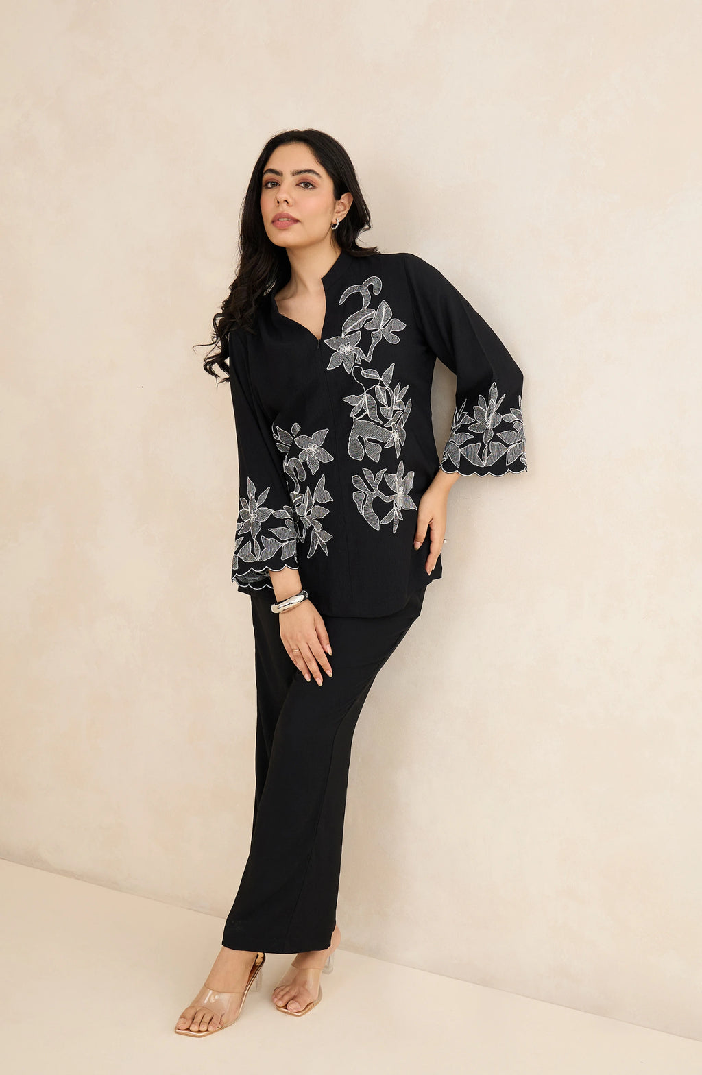 Noir Flora Embroidered Co-Ord Set