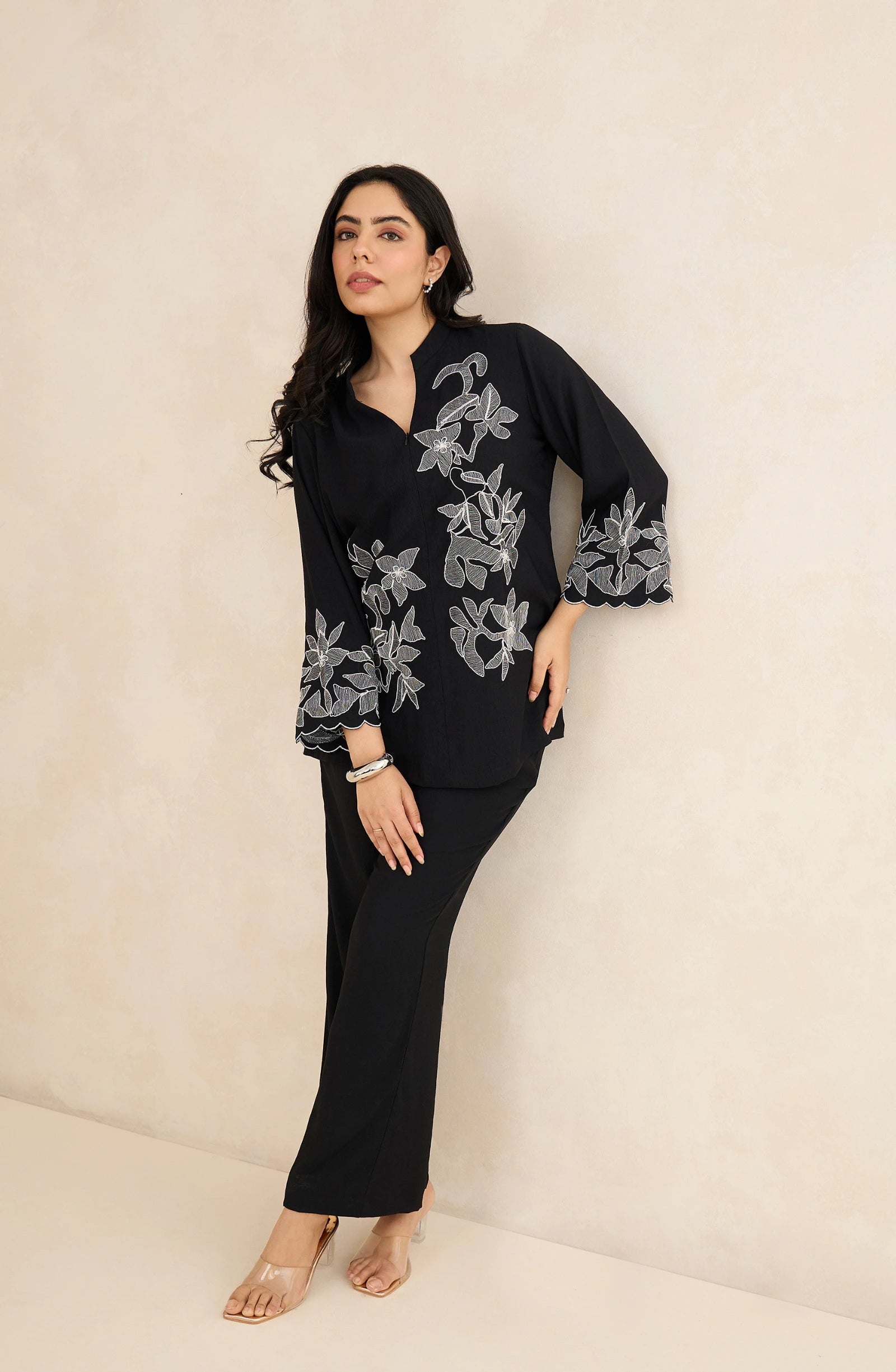 Noir Flora Embroidered Co-Ord Set