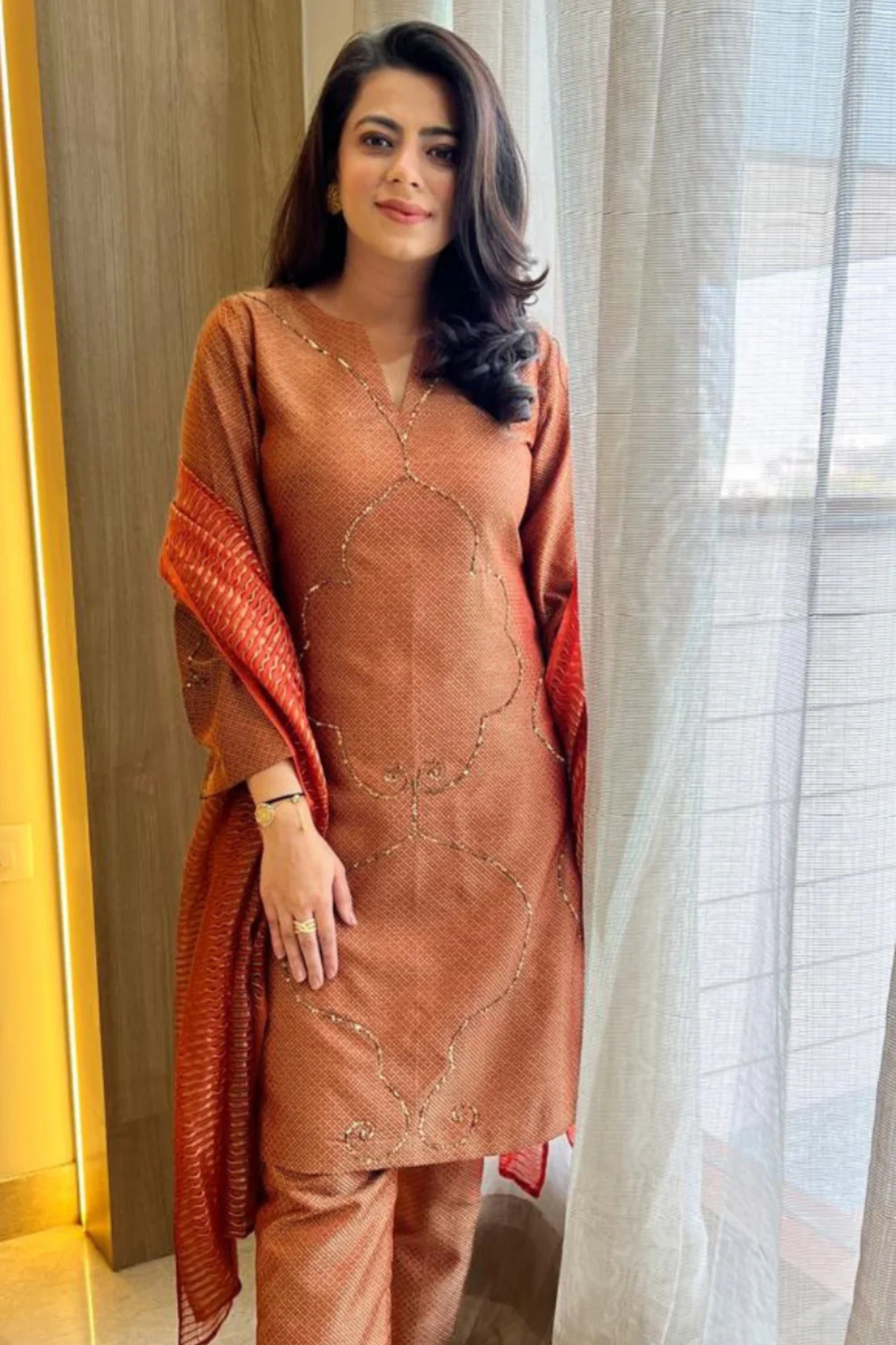 Rust Brocade Co-ord Set