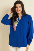 Royal Blue Embellished Shirt